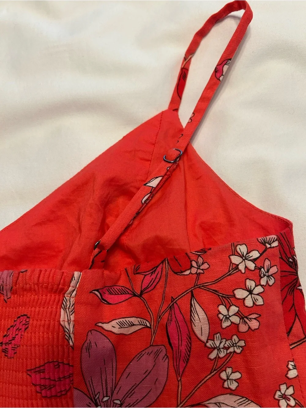 Banana Republic Floral Spaghetti-Strap Wide-Leg Crop Jumpsuit in Coral Size 8